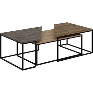 Konferenční stolky v sadě 3 ks s deskou v dekoru ořechového dřeva v přírodní barvě 70x110 cm Titan – Marckeric obraz