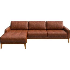 Červenohnědá kožená rohová pohovka MESONICA Musso Tufted, levý roh obraz