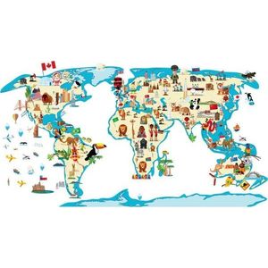 Dětská mapa 110x60 cm World Map Ethnic Tour – Ambiance obraz