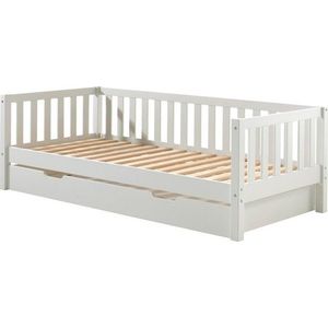 Bílá dětská postel z borovicového dřeva s výsuvným lůžkem s roštem 90x200 cm Fritz – Vipack obraz