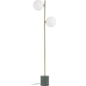 Stojací lampa v zeleno-zlaté barvě se skleněným stínidlem (výška 161 cm) Lonela – Kave Home obraz