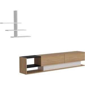 Bílá/přírodní TV souprava v dekoru exotického dřeva 180x40 cm Liza – Kalune Design obraz