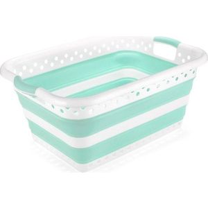 Bílo-tyrkysový složitelný koš na prádlo Addis Collapsible Laundry Basket obraz