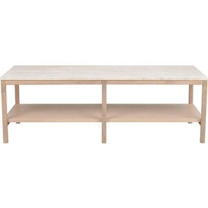Bílý konferenční stolek s deskou z kamene 140x60 cm Orwel - Rowico obraz