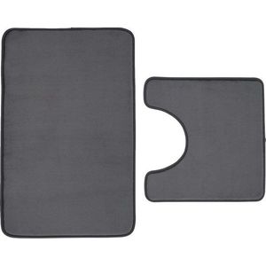Tmavě šedé WC koupelnové předložky z paměťové pěny v sadě 2 ks 50x80 cm Anti-Bacterial – Catherine Lansfield obraz