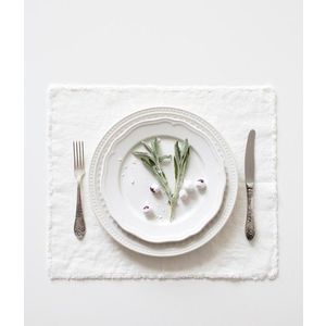 Bílé lněné prostírání Linen Tales Classic, 40 x 35 cm obraz
