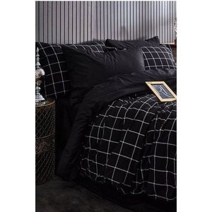 Černé 4dílné prodloužené povlečení na dvoulůžko s prostěradlem 200x220 cm Geometric – Mila Home obraz