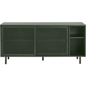Tmavě zelená kovová nízká komoda s posuvnými dveřmi 160x75 cm Veep – Unique Furniture obraz