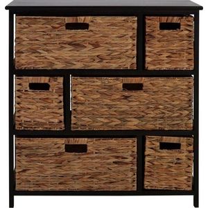 Koupelnový regál z masivu pavlovnie v černo-přírodní barvě 80x76 cm Padstow – Premier Housewares obraz