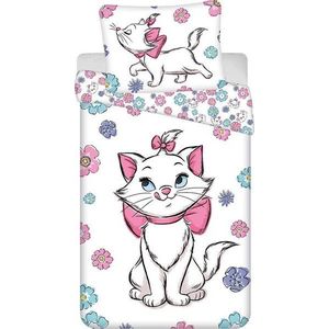 Bílé bavlněné dětské povlečení na jednolůžko 140x200 cm Marie Cat "Floral" – Jerry Fabrics obraz