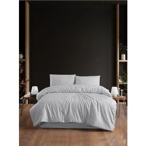 Světle šedé 4dílné prodloužené povlečení na dvoulůžko s prostěradlem 200x220 cm – Mila Home obraz