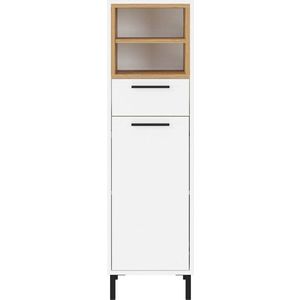 Bílá vysoká koupelnová skříňka v dekoru dubu 34x118 cm Loria - Germania obraz
