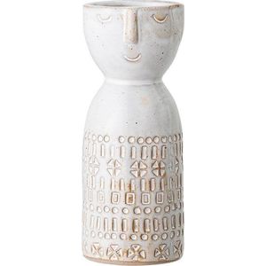Bílá váza z kameniny Bloomingville Geometric obraz