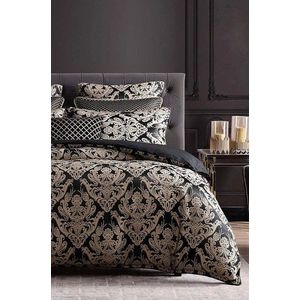 Hnědé 4dílné prodloužené povlečení na dvoulůžko z bavlny Renforcé s prostěradlem 200x220 cm Damask – Mila Home obraz
