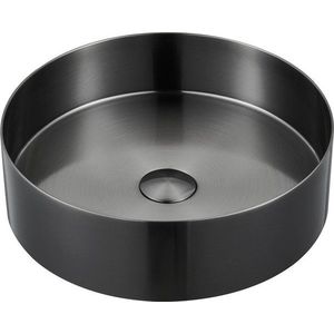 Černé kulaté umyvadlo nerezové ø 38 cm Aurum – Sapho obraz