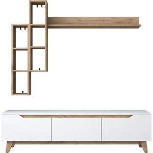 TV sestava v dekoru ořechu v bílo-přírodní barvě 180x49 cm Linh – Kalune Design obraz