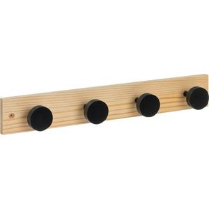 Černý/v přírodní barvě nástěnný věšák z borovicového dřeva 40 cm Anillos – Casa Selección obraz