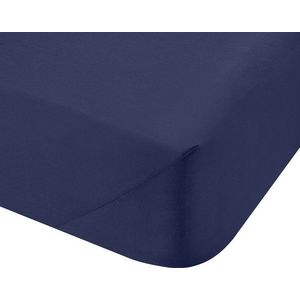 Tmavě modré napínací prostěradlo z bavlněného perkálu 185x200 cm Cotton Percale – Bianca obraz