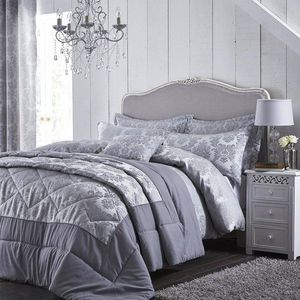 Šedý prošívaný přehoz přes postel Catherine Lansfield Jacquard, 240 x 260 cm obraz
