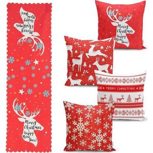Sada 4 vánočních povlaků na polštář a běhounu na stůl Minimalist Cushion Covers Joy obraz