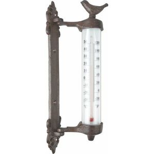 Litinový nástěnný teploměr Esschert Design Dekor Bird, výška 27, 3 cm obraz