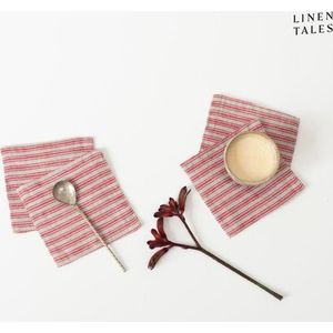 Podtácky v červeno-přírodní barvě v sadě 4 ks – Linen Tales obraz