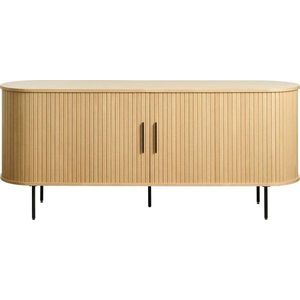 Nízká komoda v dekoru dubu s posuvnými dveřmi v přírodní barvě 76x180 cm Nola – Unique Furniture obraz