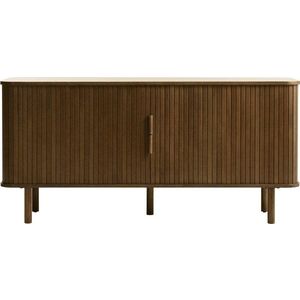 Hnědá nízká komoda v dekoru dubu s posuvnými dveřmi 76x160 cm Cavo – Unique Furniture obraz