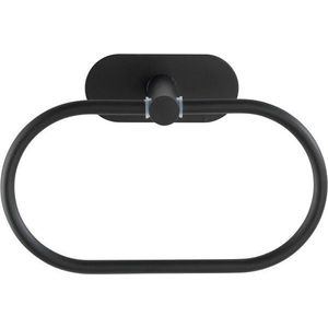 Matně černý nástěnný držák na ručníky z nerezové oceli Wenko Orea Ring Turbo-Loc® obraz
