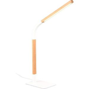 LED stmívatelná stolní lampa v bílé a přírodní barvě s dřevěným stínidlem (výška 73, 5 cm) Norris – Trio obraz