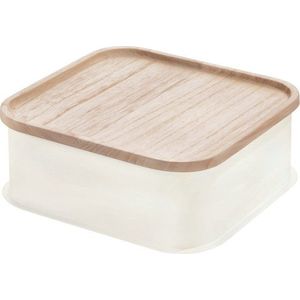 Bílý úložný box s víkem ze dřeva paulownia iDesign Eco, 21, 3 x 21, 3 cm obraz