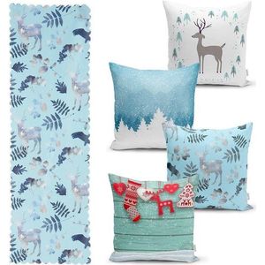 Sada 4 vánočních povlaků na polštář a běhounu na stůl Minimalist Cushion Covers Winter Wonderland obraz