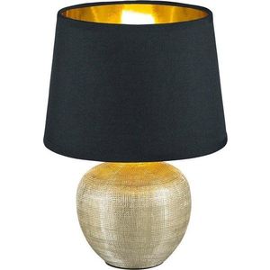 Černá stolní lampa z keramiky a tkaniny Trio Luxor, výška 26 cm obraz