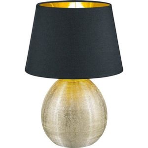 Černá stolní lampa z keramiky a tkaniny Trio Luxor, výška 35 cm obraz