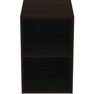 Tmavě hnědá nízká závěsná koupelnová skříňka v dekoru dubu 40x63 cm i.Life B – Ideal Standard obraz