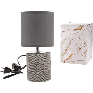 Šedá stolní lampa s textilním stínidlem (výška 27 cm) – Dakls obraz