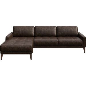 Tmavě hnědá kožená rohová pohovka MESONICA Musso Tufted, levý roh obraz
