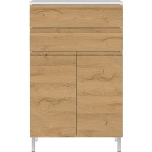 Bílá nízká koupelnová skříňka v dekoru dubu 60x97 cm Torrance - Germania obraz