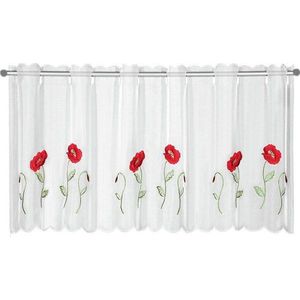 Bílá záclona 155x45 cm Poppies – Sehlbach obraz