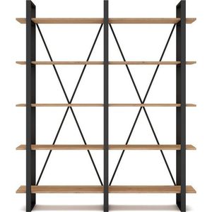Černý/přírodní regál v dekoru dubu 150x180 cm Aviva – Marckeric obraz