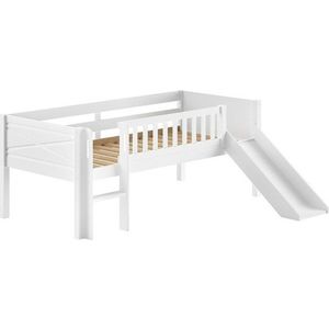 Bílá vyvýšená dětská postel z borovicového dřeva s roštem 90x200 cm Scott – Vipack obraz