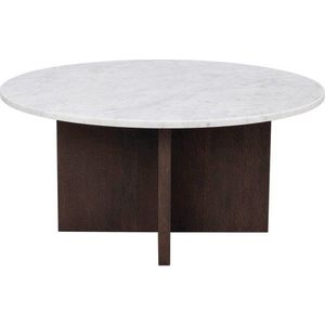 Bílo-hnědý mramorový kulatý konferenční stolek 90x90 cm Brooksville - Rowico obraz