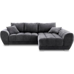 Tmavě šedá rozkládací rohová pohovka se sametovým potahem Windsor & Co Sofas Nuage, pravý roh obraz