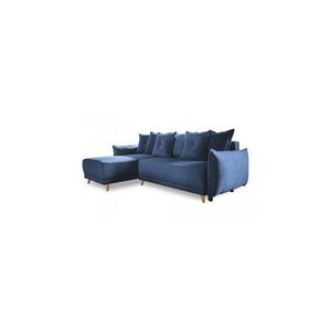 Tmavě modrá manšestrová rozkládací rohová pohovka (variabilní) Lazy Lukka – Miuform obraz