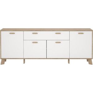 Bílá/v přírodní barvě komoda v dekoru dubu 196x73x39 cm Ikast – Tvilum obraz