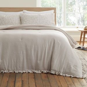 Béžový přehoz na dvoulůžko 220x230 cm Soft Washed Frill – Bianca obraz