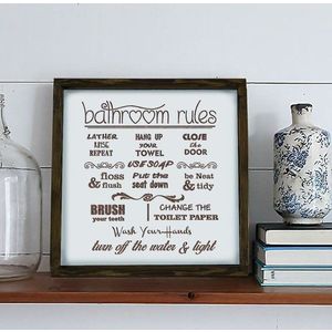 Cedule 34x34 cm Bathroom Rules – Evila Originals obraz