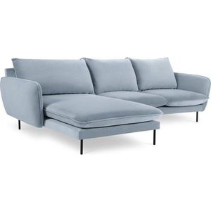 Světle modrá sametová rohová pohovka (levý roh) Vienna – Cosmopolitan Design obraz