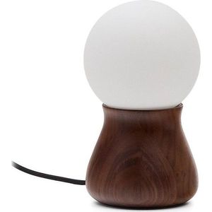 Tmavě hnědá stolní lampa z kaučukového dřeva (výška 26 cm) Okeni – Kave Home obraz