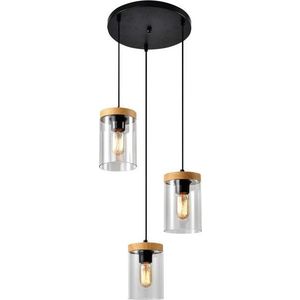 Závěsné svítidlo se skleněným stínidlem v černo-přírodní barvě ø 12 cm Wels – Candellux Lighting obraz